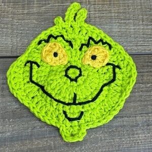 Grinch Coasters Christmas Holiday Handcrafted Crochet by Seller Cotton